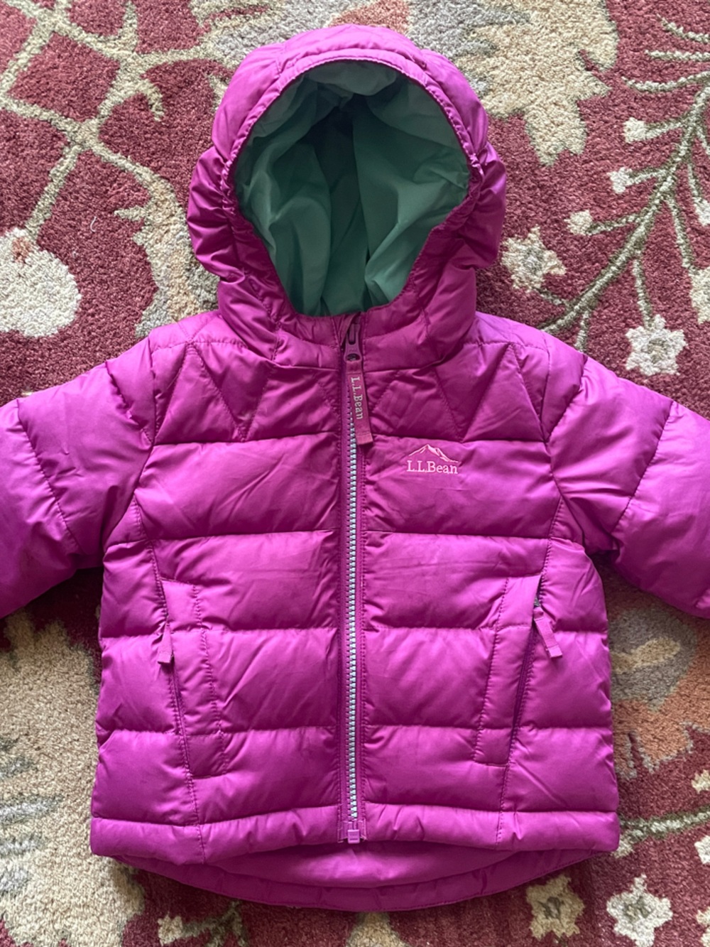L.L.Bean Girls Purple & Teal Puffer Jacket with Hood